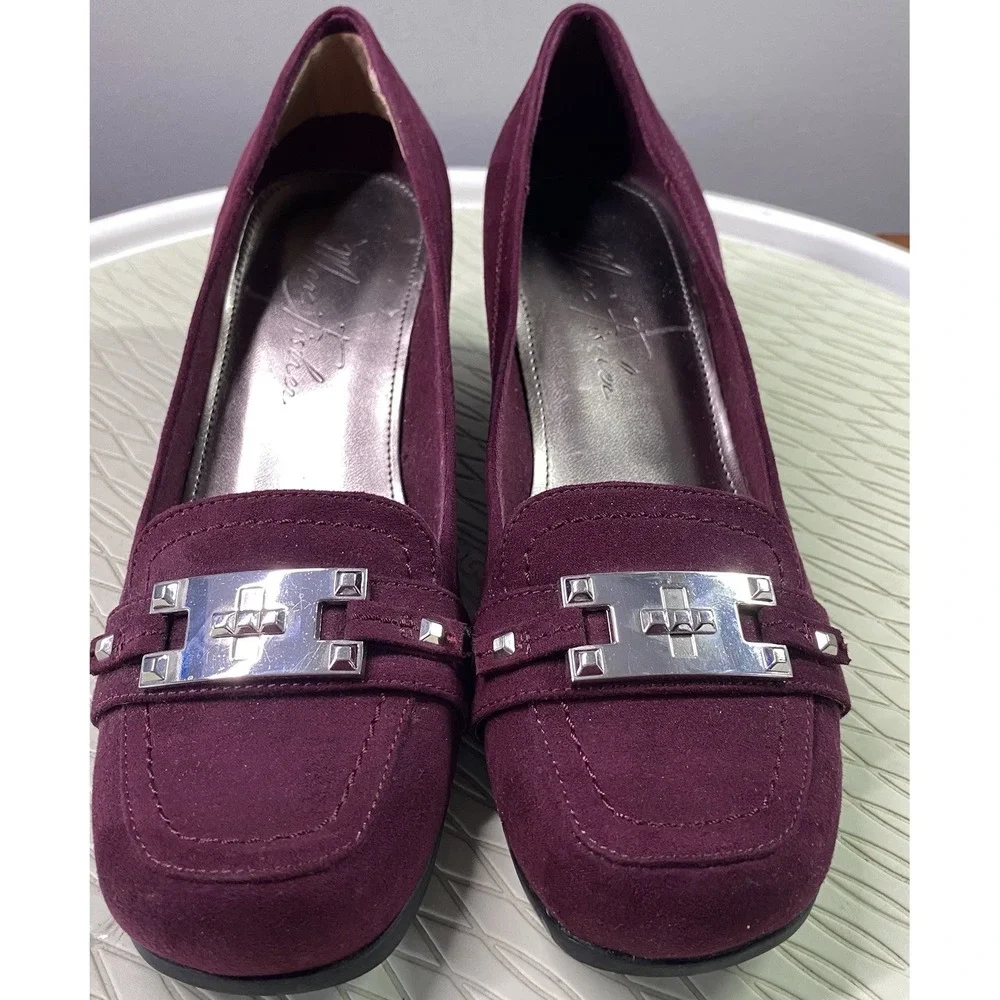 Marc Fisher Women's Purple Suede Dress‎ Shoe W/Buckle& Heel Loafers 7M
